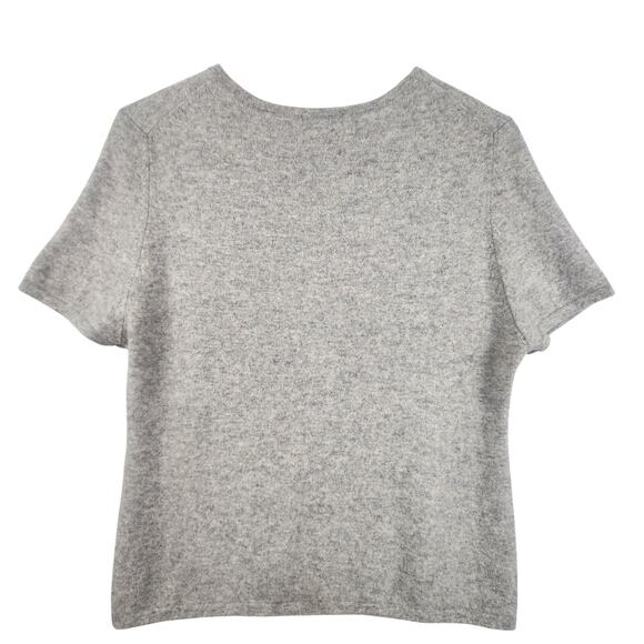 Kirkland Signature 2-Ply Cashmere Pullover Sweater Women L Gray Short Sleeve EUC - Picture 2 of 11